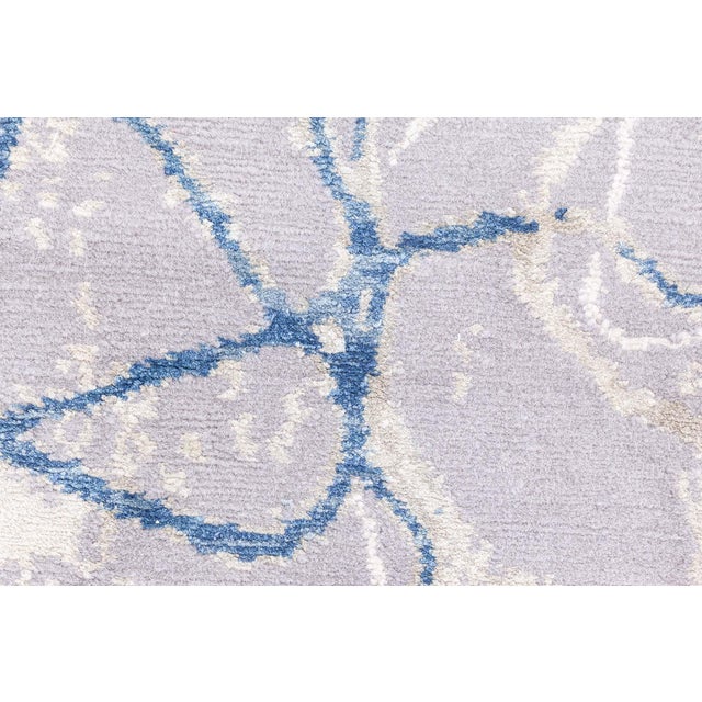 Art Deco Modern Tibetan Ink Ondulations Hand-Knotted Wool & Silk Rug by Doris Leslie Blau For Sale - Image 3 of 7