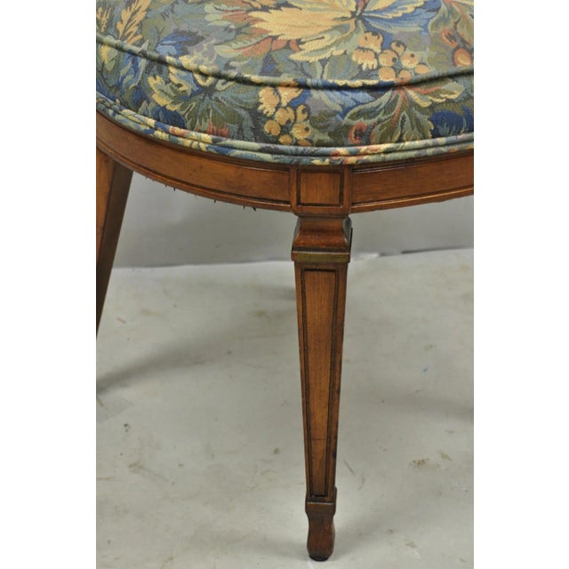 Mid 20th Century Vintage French Regency Style Carved Walnut Drape Back Dining Side Chair Set of 4 For Sale - Image 5 of 15