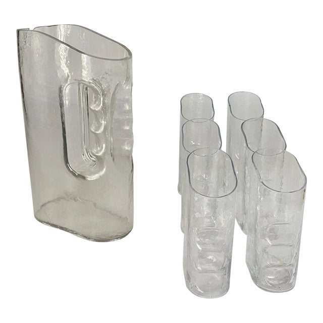 Pitcher and Glasses in Art Glass by Claus Josef Riedel for Riedel, Austria, 1969, Set of 7 For Sale