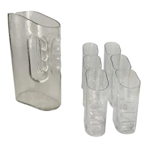 Pitcher and Glasses in Art Glass by Claus Josef Riedel for Riedel, Austria, 1969, Set of 7
