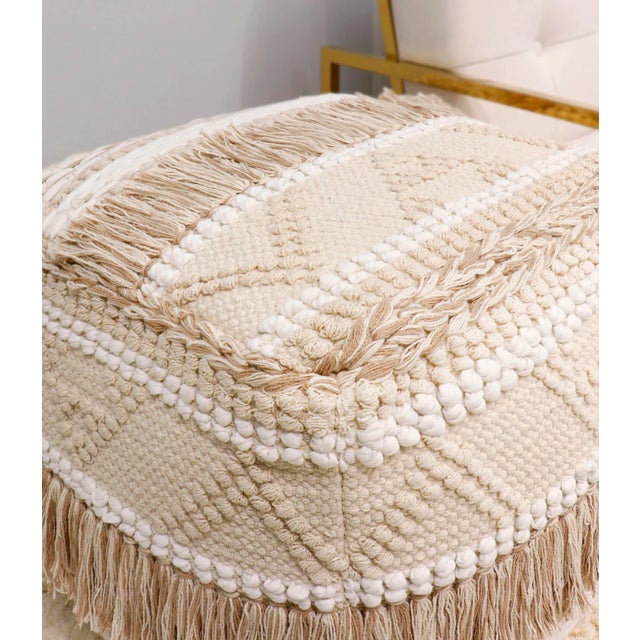 Textile Pasargad Home Grandcanyon Collection Cotton Pouf For Sale - Image 7 of 10