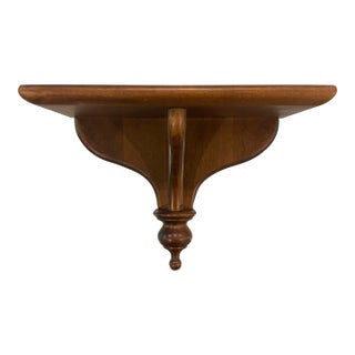 Vintage Colonial Revival Solid Wood Wall Shelf With Turned Finial For Sale