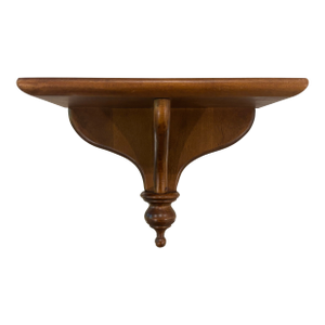 Vintage Colonial Revival Solid Wood Wall Shelf With Turned Finial
