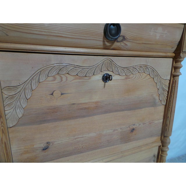Wood Swedish All Natural Drop Front Desk For Sale - Image 7 of 11