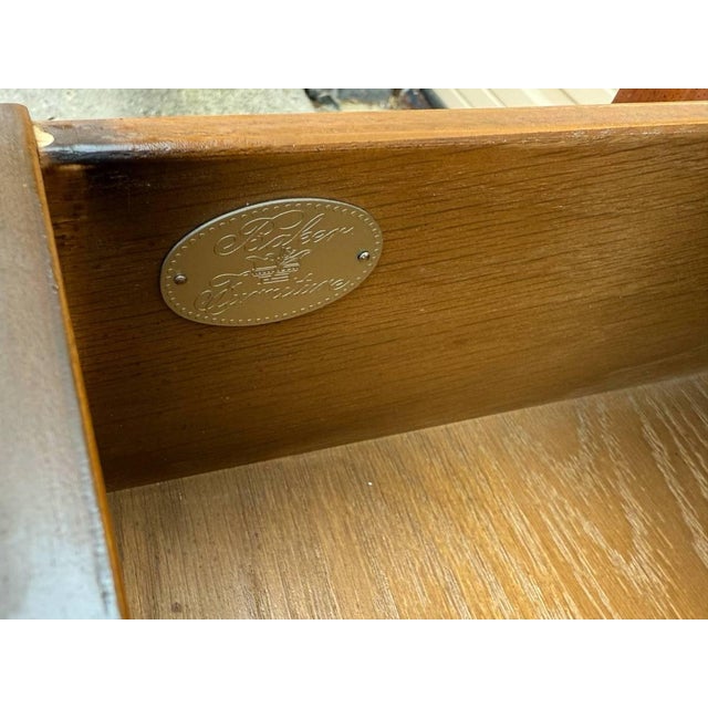 English Baker Furniture Georgian Carved 2 Tier Inlaid Walnut Sideboard Buffet or Console Table For Sale - Image 3 of 11