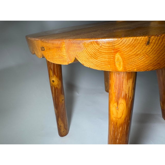 Brown Handcrafted German Folk Pine Chair With Scalloped Seat, Mid-20th Century For Sale - Image 8 of 12