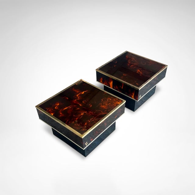 1980s Coffee and Side Tables in Burl Wood and Acrylic Glass by Eric Maville for Jean-Claude Mahey, France, 1980s, Set of 3 For Sale - Image 5 of 10