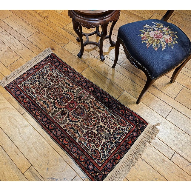 Vintage Persian Sarouk Accent Rug, Hand-Knotted Wool, Allover Floral Pattern, 2x4, Ivory & Navy For Sale - Image 11 of 13