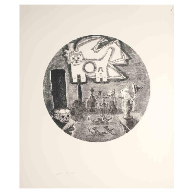 Gianpaolo Berto, Death in Venice, Etching, 1974 For Sale