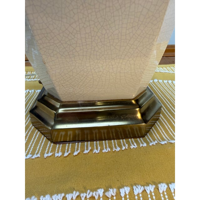 1960s Hollywood Regency Crackle Glaze Lamp Pair For Sale - Image 10 of 11