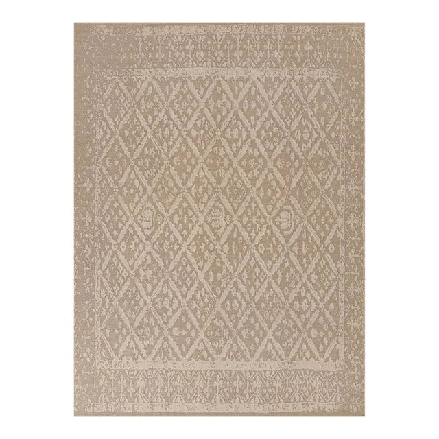 Rug & Kilim’s Modern Classic Rug in Beige-Brown With Lattice Floral Patterns For Sale