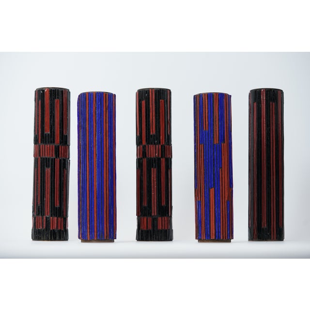 Mid-Century Modern Red Mosaic Pottery Vase from Ritter, 1960s, Set of 5 For Sale - Image 14 of 14