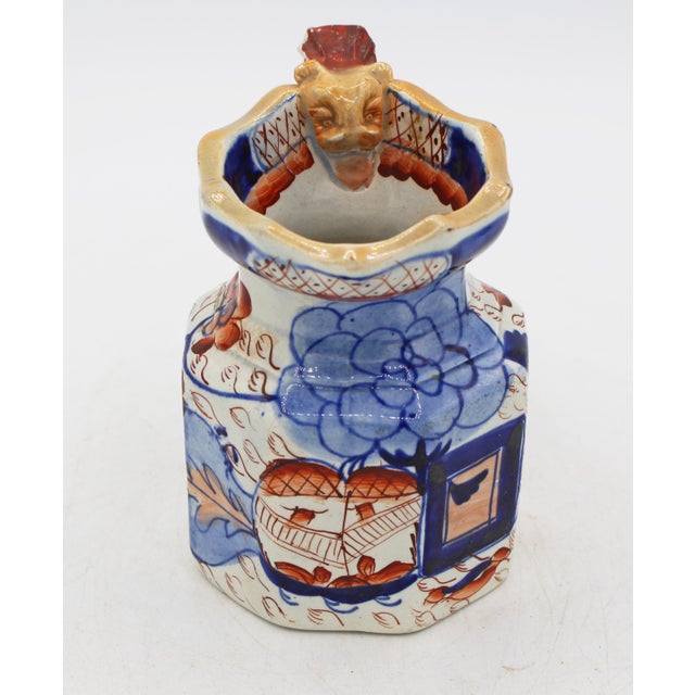 Mid 19th Century Mid-19th Century English Small Ironstone Octagonal Jug With Dragon Handle For Sale - Image 5 of 10