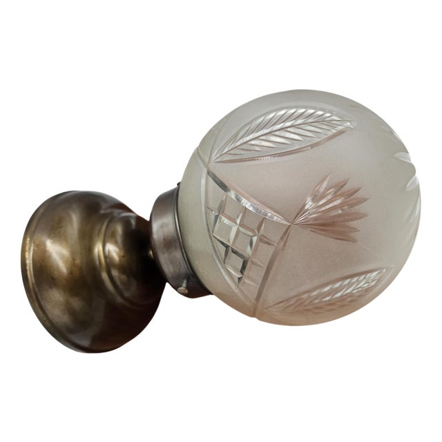 Art Deco Brass and Glass Ceiling Lamp, 1920s For Sale