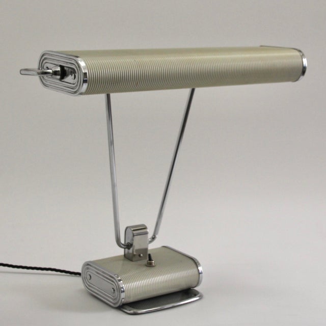 Art Deco French Charcoal Grey & Chrome Table Lamp by Eileen Gray for Jumo, 1940s For Sale - Image 18 of 18