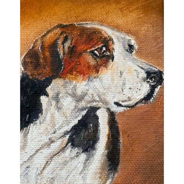 2000 - 2009 Contemporary Gold Wood Framed Oil on Canvas Portrait “Blinks Hound” Artist Signed J. Casnellie For Sale - Image 5 of 12