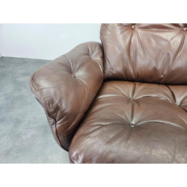 Vintage Swivel Chair in Leather and Wood from Göte Möbler, Sweden, 1960s For Sale - Image 13 of 15