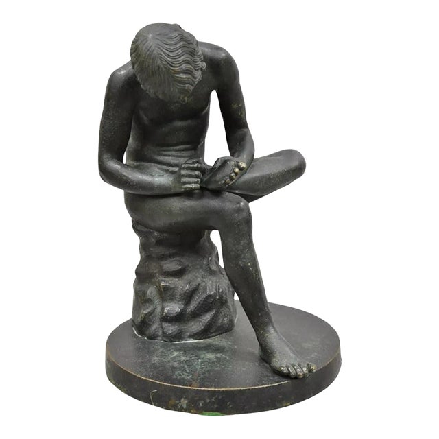 Late 19th Century Antique Figural French Bronze Spinario Boy With Thorn 10.5" Sculpture For Sale