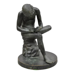 Late 19th Century Antique Figural French Bronze Spinario Boy With Thorn 10.5" Sculpture