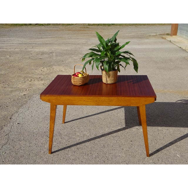 Vintage Scandinavian Table with Integrated Extensions, 1960s For Sale - Image 4 of 18