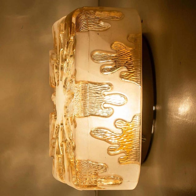 Textured Clear Glass and Pâte De Verre Flush Mount, Germany, 1960s For Sale - Image 12 of 14