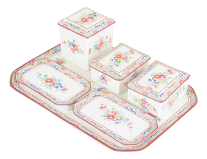 Hand-Painted Porcelain Peacock Set, Set of 6