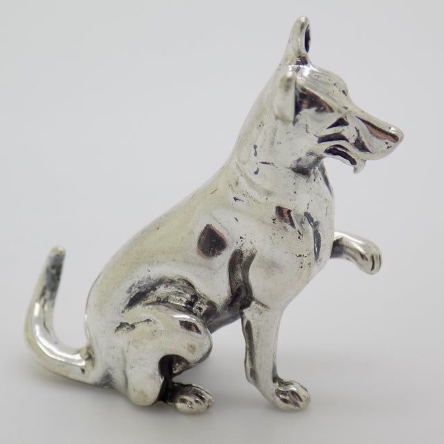 Vintage Italian Handmade Genuine Sterling Silver 925 German Shepherd Dog Figurine, Made in Tuscany (Arezzo, Italy) For Sale - Image 4 of 9