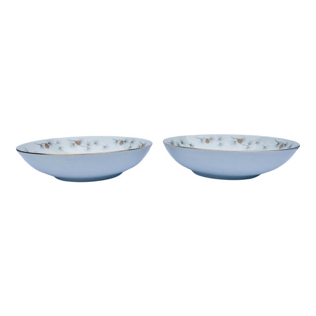 Vintage Mikasa Yamato China Pine Cone Design Serving Bowls S/2 For Sale