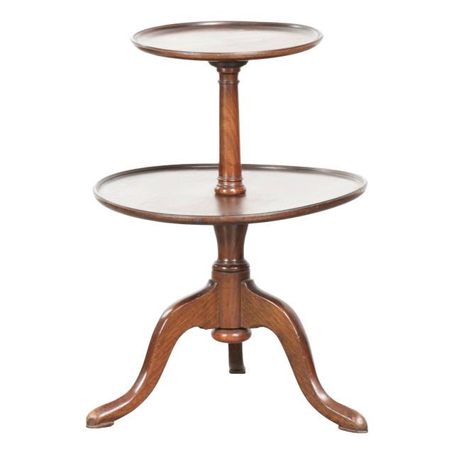 Antique English Oak Etagere or Side Table with Two Round Tabletops, 19th Century For Sale