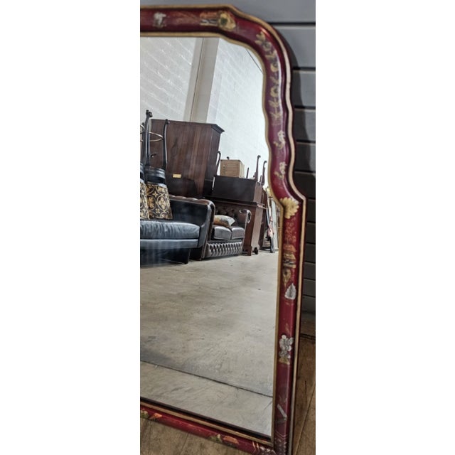 Late 20th Century Late 20th Century Friedman Brothers Chinoiserie Mirror Williamsburg Style Red Lacquer Frame For Sale - Image 5 of 9