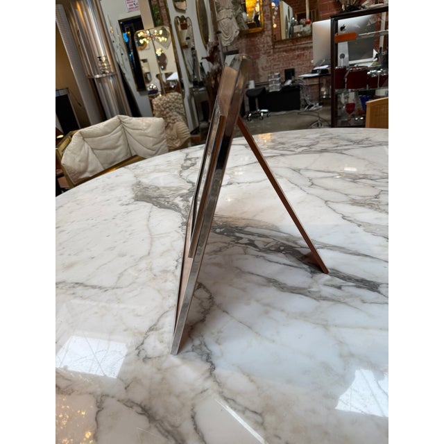 Mid-Century Modern Felice Antonio Botta Signed Burl Wood & Chrome Picture Frame, Italy 1973 For Sale - Image 3 of 6