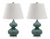 24 Inch H Double Gourd Glass Table Lamp in Marine Blue - a Pair For Sale