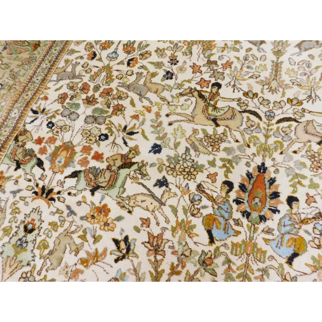 1970s Vintage Hand Made Persian Hunting Scene Rug For Sale - Image 9 of 13