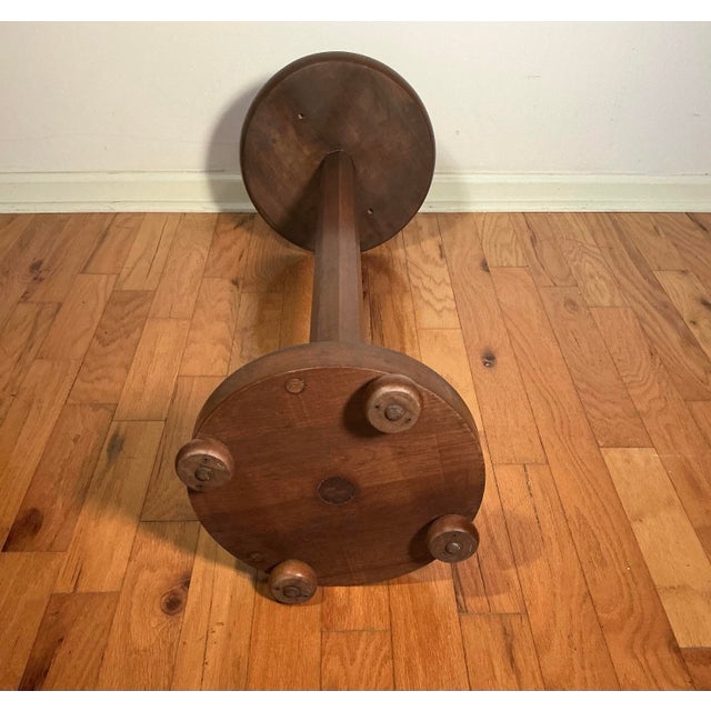 Brown Vintage Mid-Century Pedestal Stand/Column Plant Stand/Lamp Table Solid Walnut, C. 1950s-1970s For Sale - Image 8 of 12