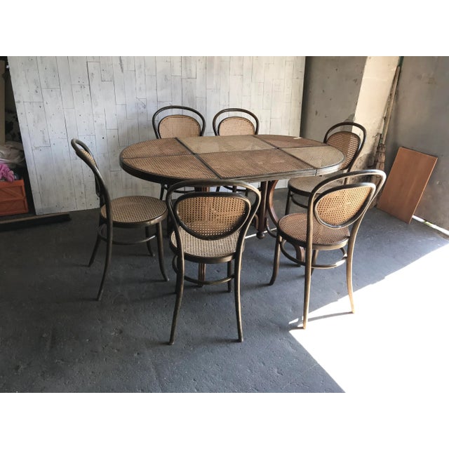 Oval Dining Chairs & Table in Wood Cane, Germany, 1960s, Set of 7 For Sale - Image 13 of 13