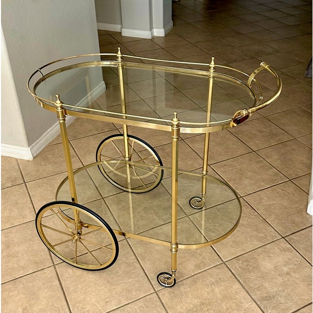 Italian Neo-Classic Brass Bar or Tea Cart For Sale - Image 10 of 17