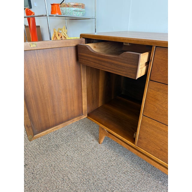 Brown Mid Century Modern Walnut Credenza From the Perception Line Designed by Warren Church for Lane Furniture Company. For Sale - Image 8 of 12