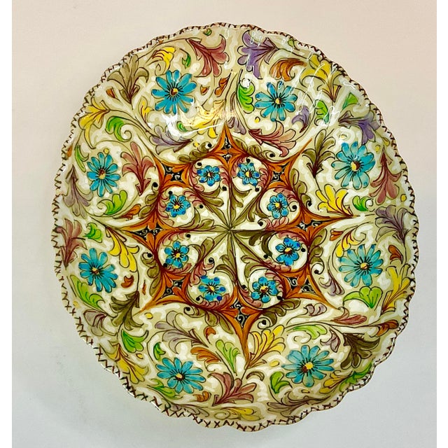 Vintage Italian Mediterranean Majolica Handpainted Serving Bowl. For Sale - Image 6 of 11