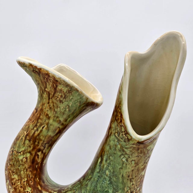 Richard Ginori San Cristoforo 1952 Italian Ceramic Twin-Neck Vase For Sale In Los Angeles - Image 6 of 14