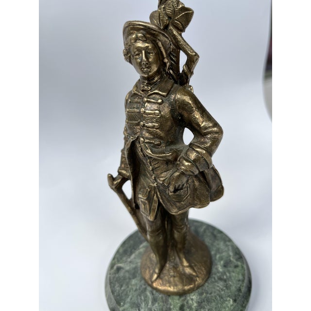 Copper Louis XVi Revival Neoclassical French Bronze Figural Candelabrum on Marble Base, 1920s For Sale - Image 8 of 13