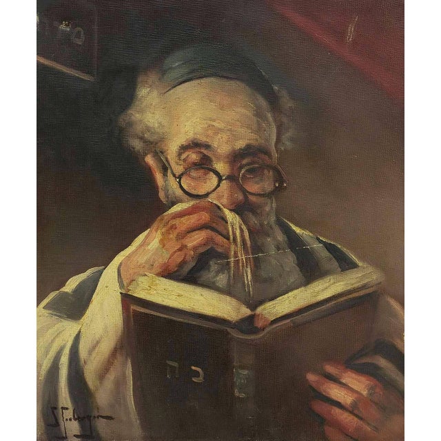 Genre: Judaica Subject: Portrait Medium: Oil Surface: Canvas Dimensions: 18 x 15 Dimensions w/Frame: 20 1/2 x 17 3/4...