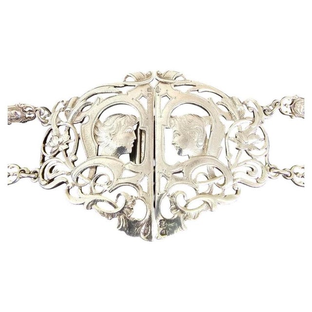 Antique Art Nouveau Sterling Silver Figural Belt from William Comyns, London, 1908 For Sale - Image 16 of 16