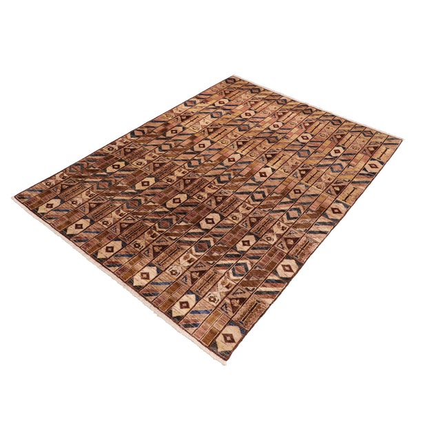 Shabby Chic Shabby Chic Gabbeh Brown/Beige Wool Rug - 6'0'' X 8'8'' For Sale - Image 3 of 10
