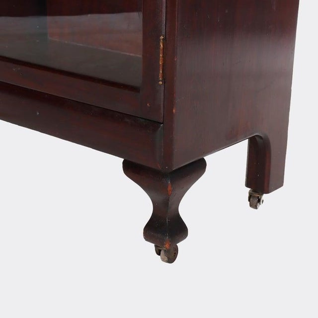 Wood Antique Arts & Crafts Mahogany 2-Door Bookcase C1920 For Sale - Image 7 of 14