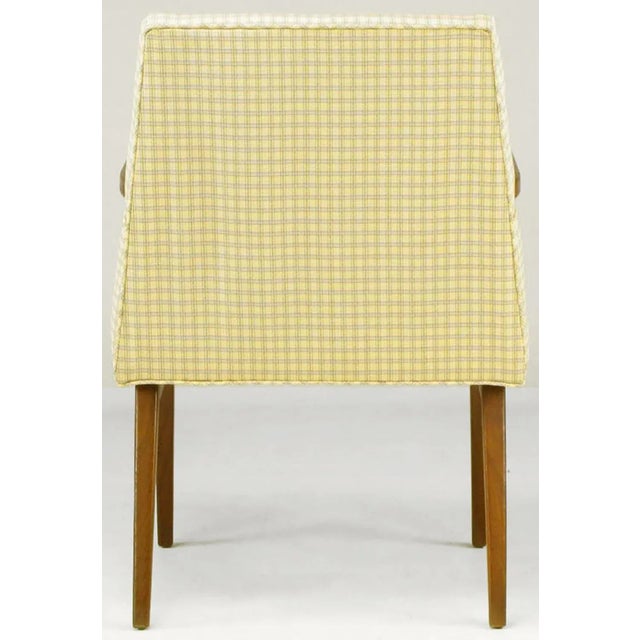 1950s Carved Walnut & Upholstered Arm Chairs After Wormley - a Pair For Sale - Image 5 of 10