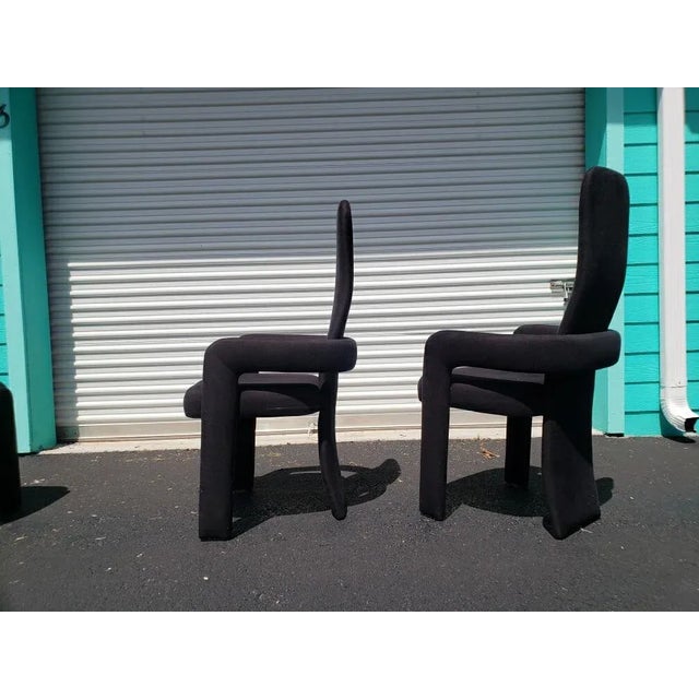 Textile 1980s Vintage Sculptural Post Modern Dining Chairs -Set of 6 For Sale - Image 7 of 10