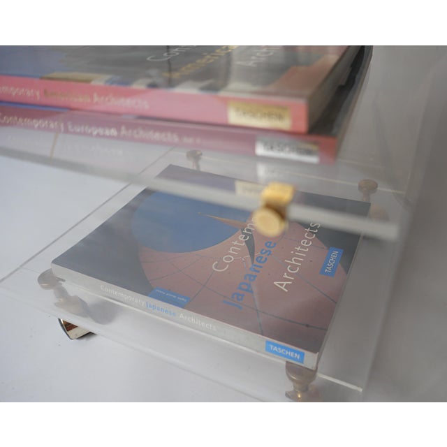Gold Side Table on Casters in Acrylic Glass by David Lange, 1970s For Sale - Image 8 of 10