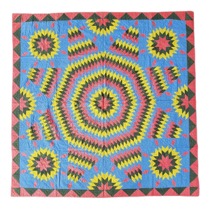 19Thc Eight Point Star Quilt From Pennsylvania