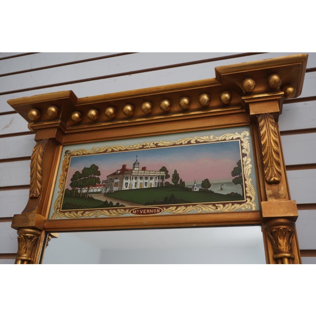 Traditional Vintage Federal Style Mt Vernon Eglomise Panel Gold Mirror For Sale - Image 3 of 9