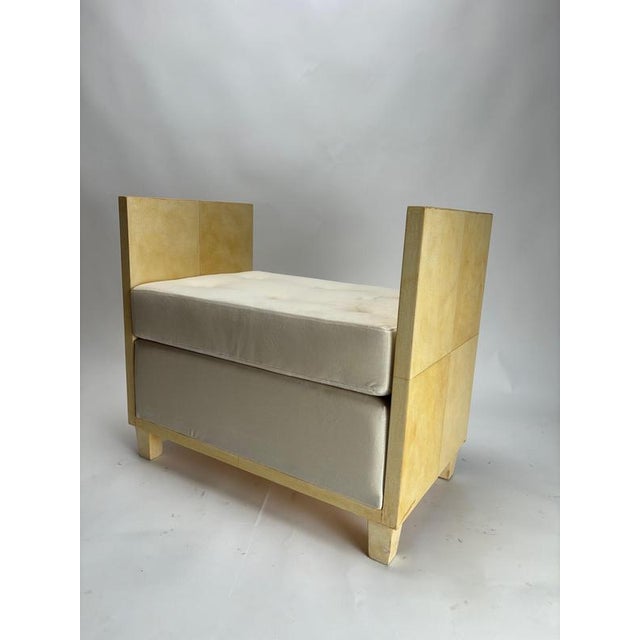 Art Deco Style Parchment Pouf, France, 1970s For Sale - Image 3 of 10